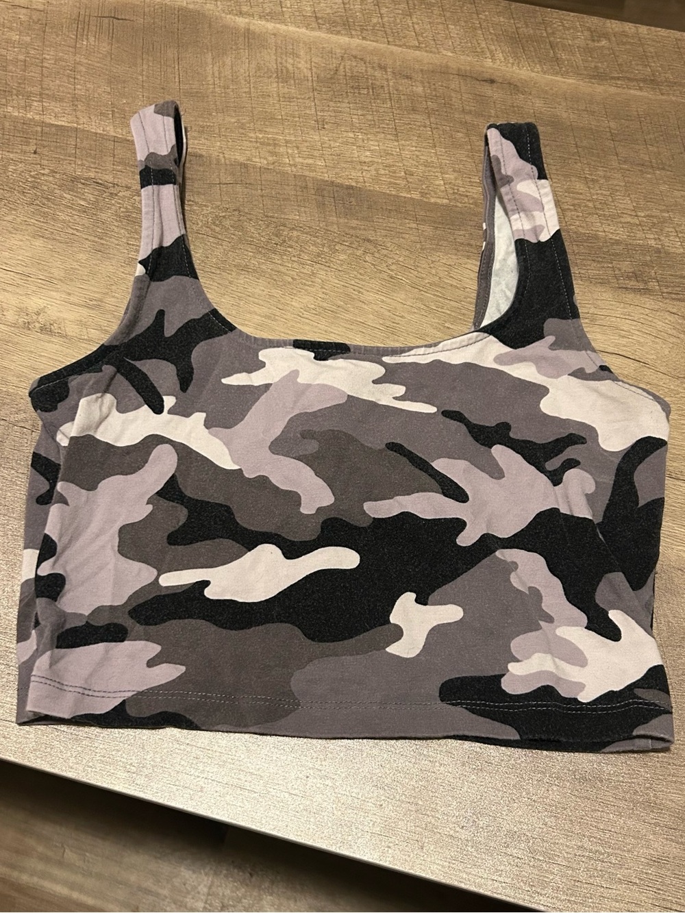 Forever 21 Gray Camo Crop Tank Top Size Small